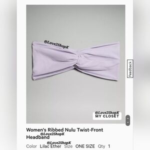 NWT Lululemon Nulu Ribbed Twist Front Headband Lilac Ether 💜